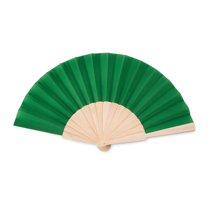 Eventail promotionnel en bois et toile FANNY Vert 